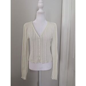 Aeropostale Womens (JRs) Cardigan Sweater LARGE Preppy Soft‎ Girl Fitted Dainty
